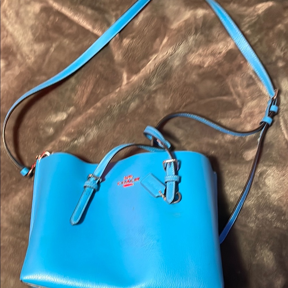 Coach Blue Crossbody Bag with Polished Leather Finish